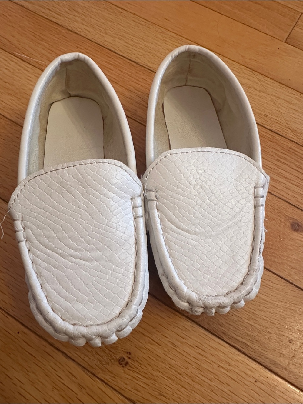 Kids White Moccasin Slip-On Shoes